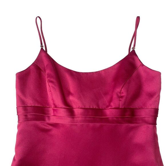 Vintage Maroon spagetti strap satin Formal Bridal long ball gown size 6 - Picture 3 of 10